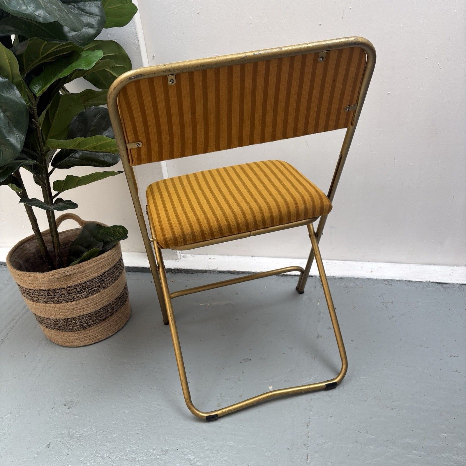 Vintage Lafuma Chantazur Folding Picnic Cocktail Chair Ochre & Mustard 1960s photo vintage