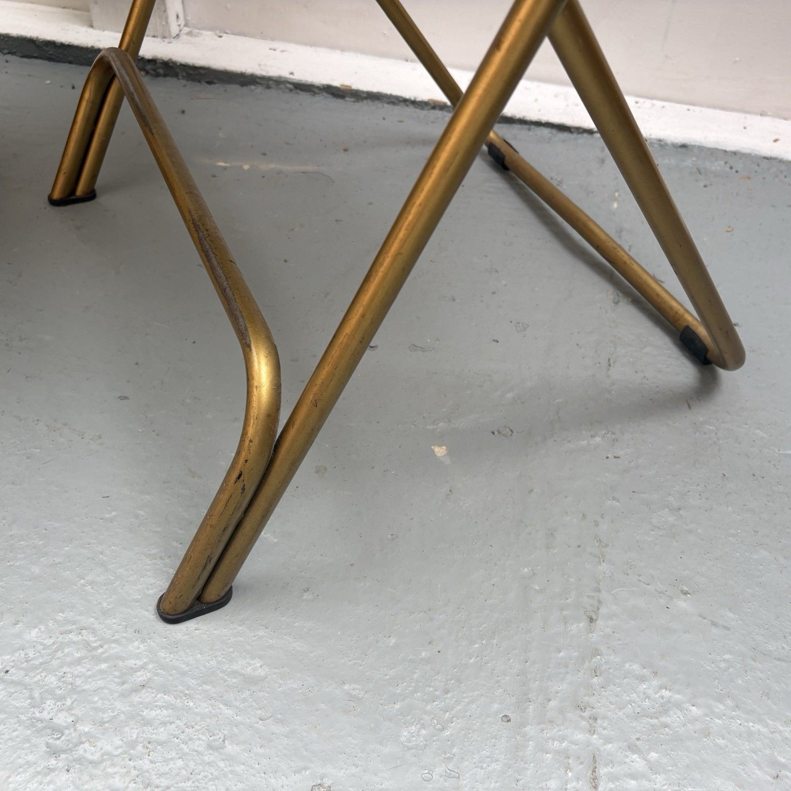 photo furniture Vintage Lafuma Chantazur Folding Picnic Cocktail Chair Ochre & Mustard 1960s