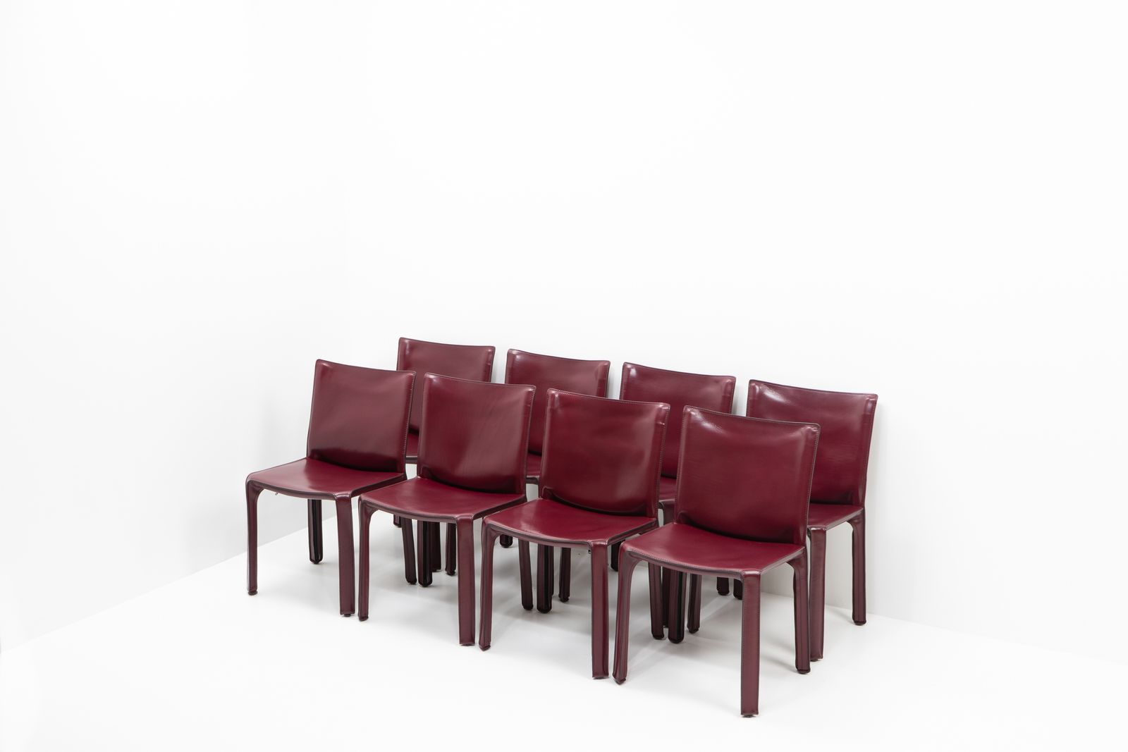Mario Bellini Cab 412 Sidechairs For Cassina, Bordeaux Red, Set Of 8 photo 7900.0