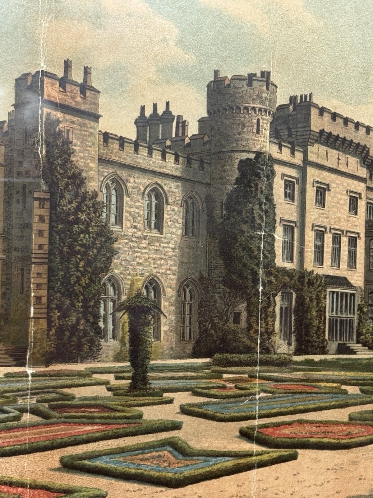photo vintage Harwarden Castle Print Victorian By Marcus Ward & Co Antique Print