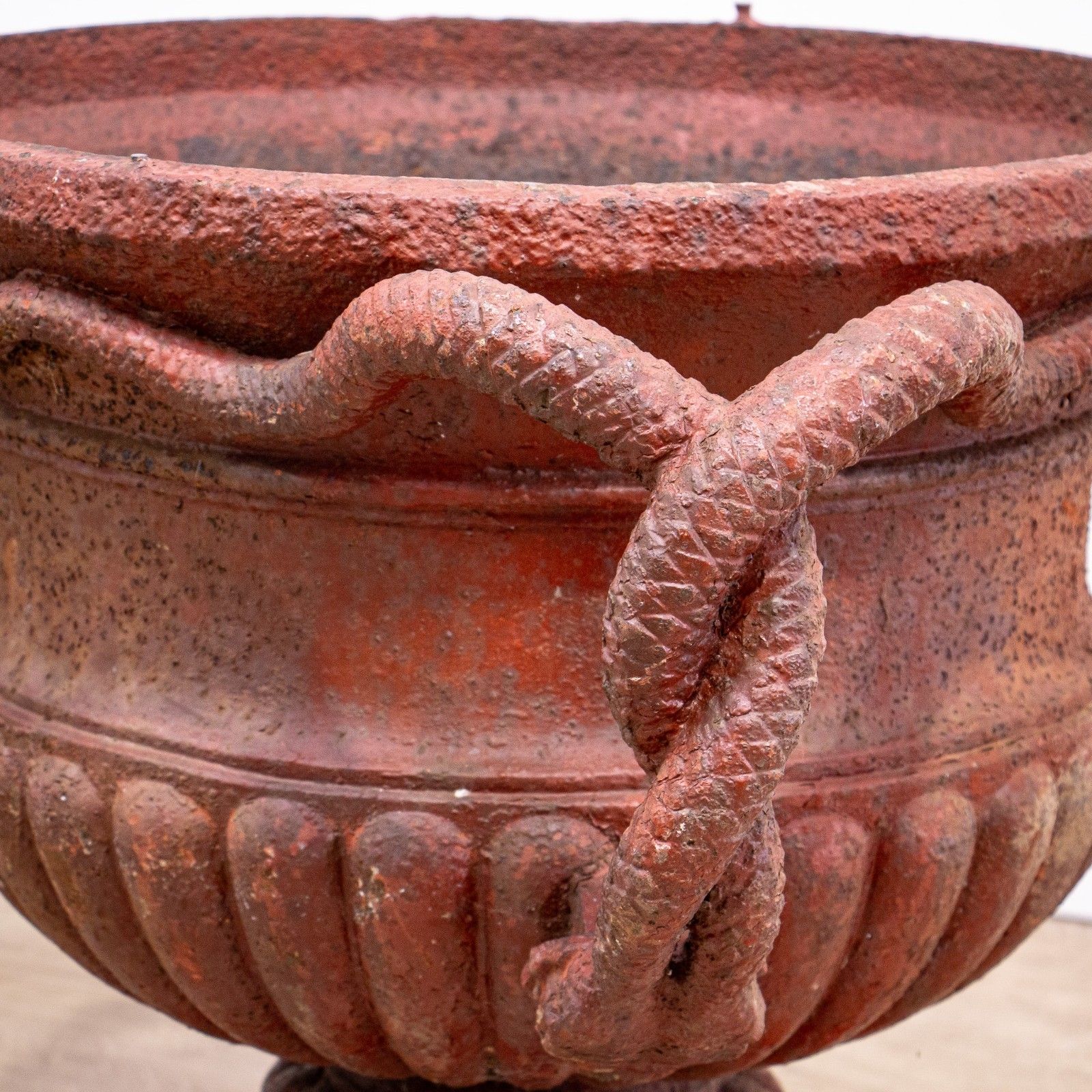 Pair Of Cast Iron French 19th Century Snake Handled Urns photo furniture