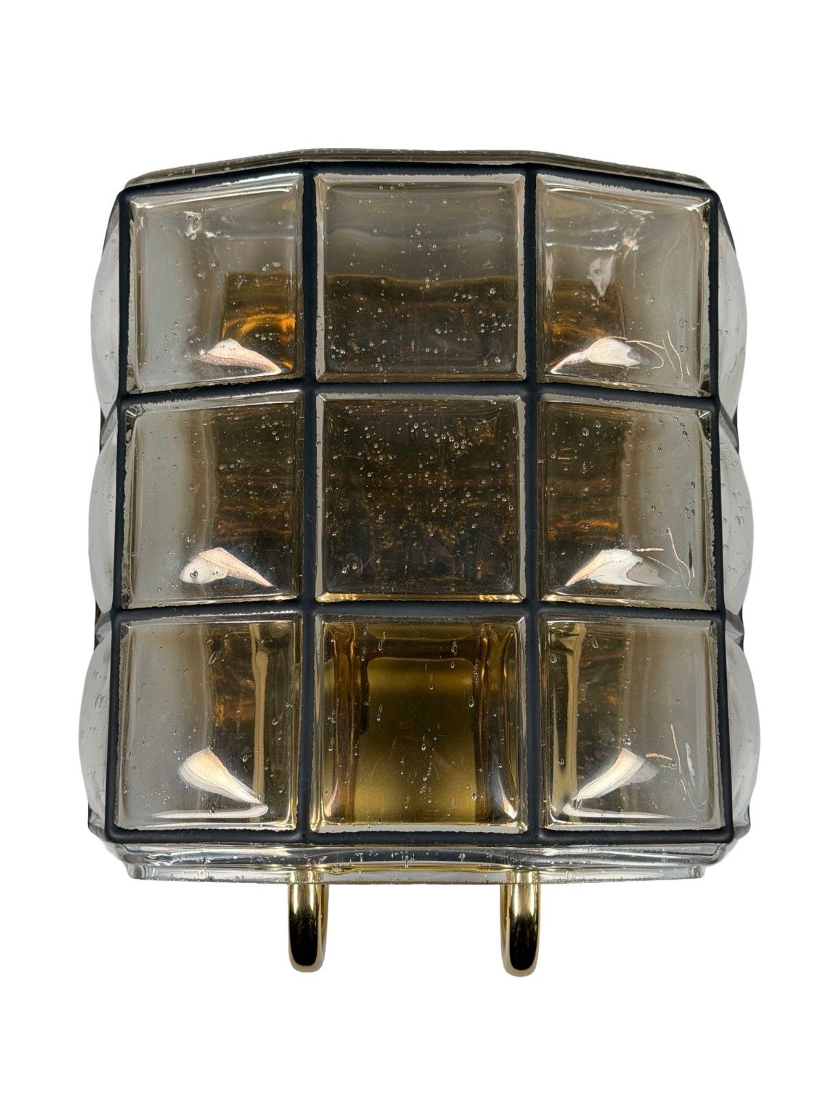 60s 70s Wall Lamp Wall Sconce Glashütte Limburg Germany Glass & Metal