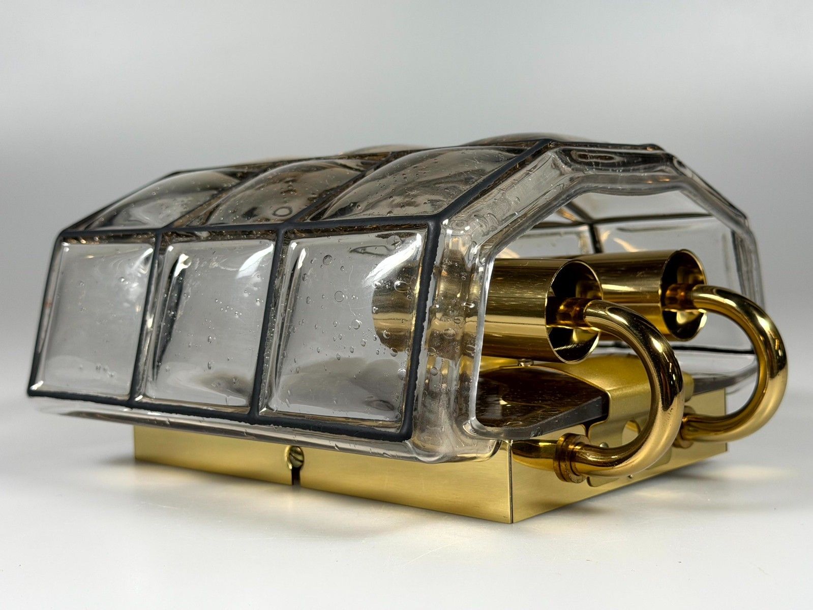 Lighting 60s 70s Wall Lamp Wall Sconce Glashütte Limburg Germany Glass & Metal photo