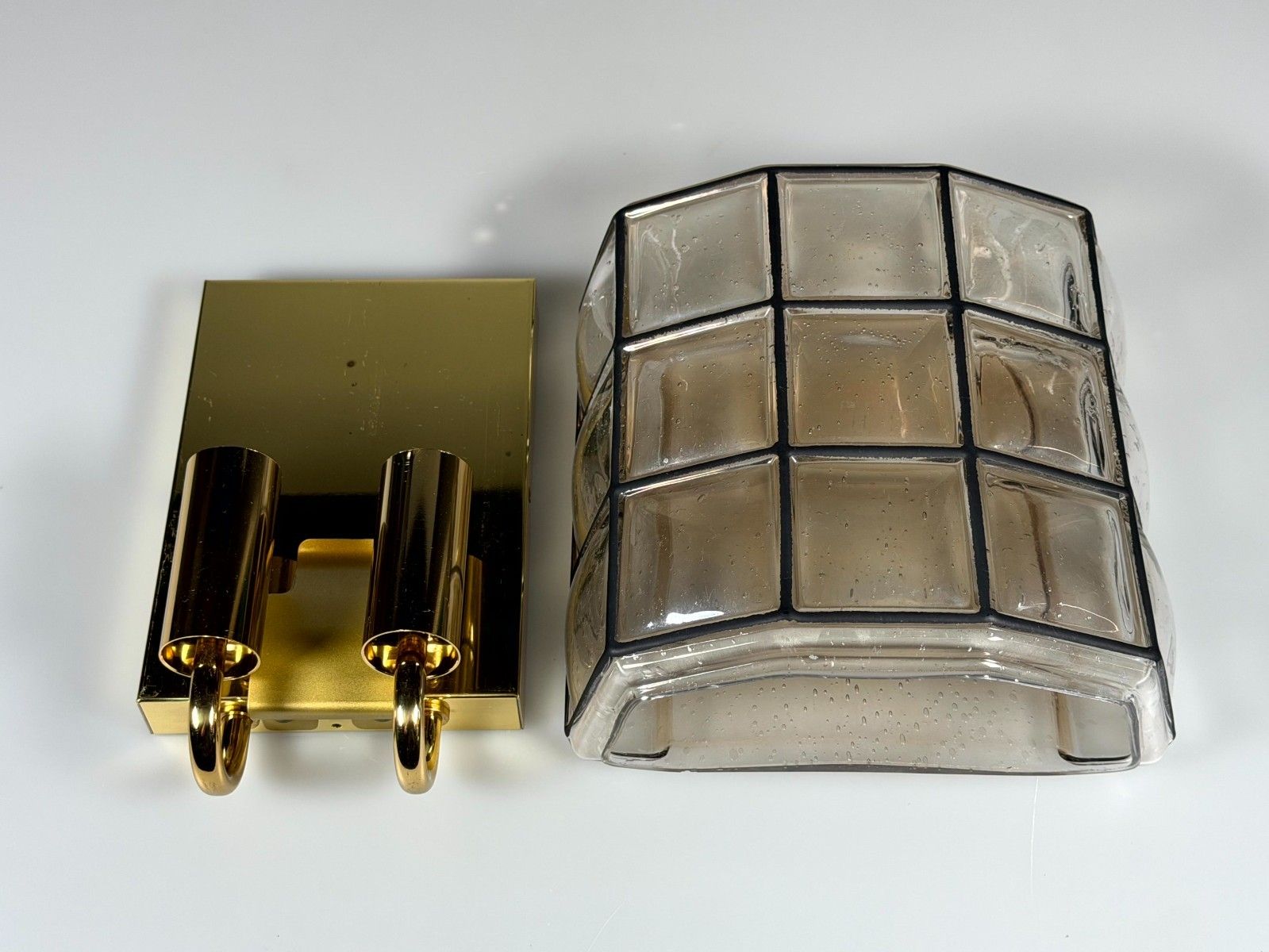 photo buy 60s 70s Wall Lamp Wall Sconce Glashütte Limburg Germany Glass & Metal
