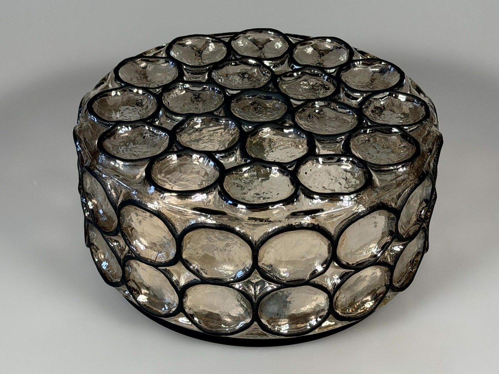 60s 70s Ceiling Lamp Plafoniere Glashütte Limburg Germany Glass & Metal photo furniture