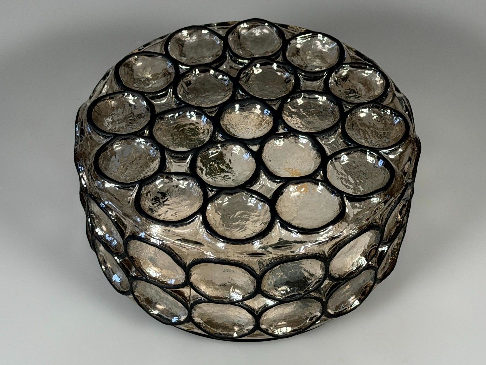 60s 70s Ceiling Lamp Plafoniere Glashütte Limburg Germany Glass & Metal photo buy