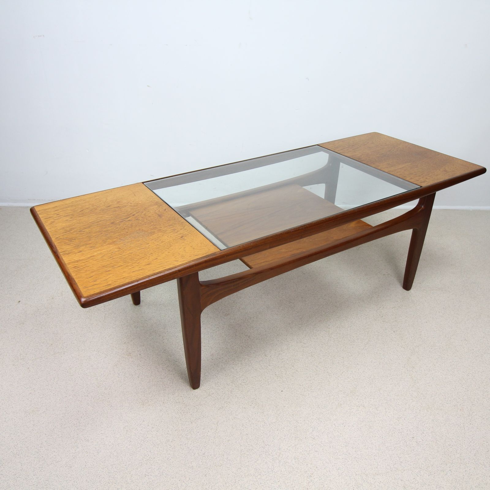 Mid Century G Plan Fresco Teak And Glass Two Tier Coffee Table photo vintage