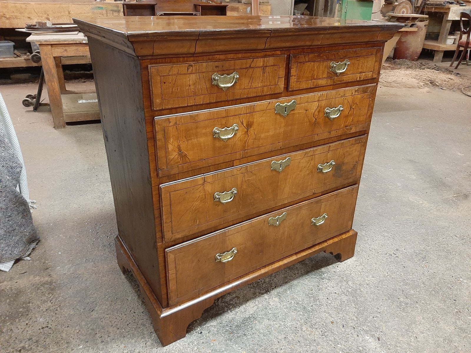 Lovely Antique Late 18th Century Walnut Chest Of Drawers photo vinterior