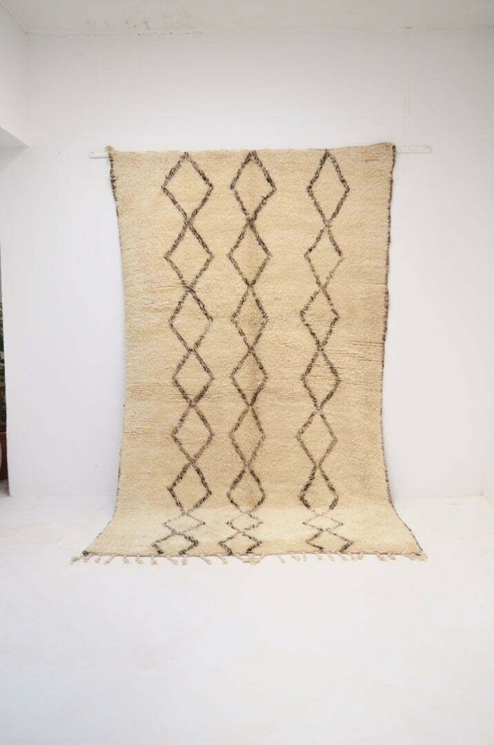 Sale Ending Soon Vintage Beni Ourain Rug 6'3”X 10'9" Plush Wool Lozenge Berber Carpet Bq1881 Eames Le Corbusier photo Textiles