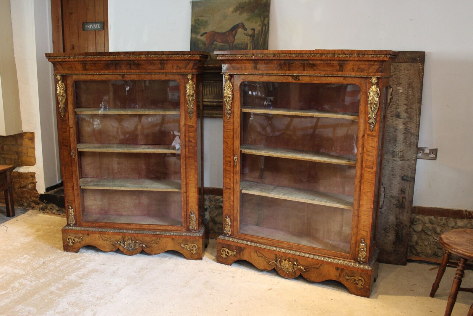 Cabinets An Outstanding Large Pair Of Victorian Walnut Cabinets C1840 photo vintage