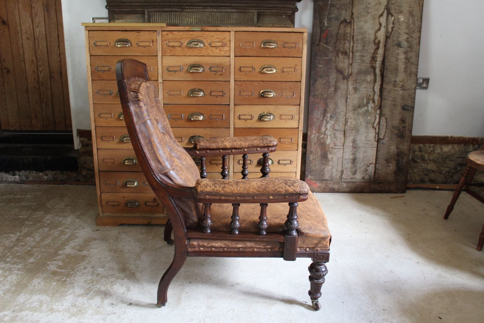 Chair Wonderful Victorian Leather Armchair Walnut C1880 photo buy