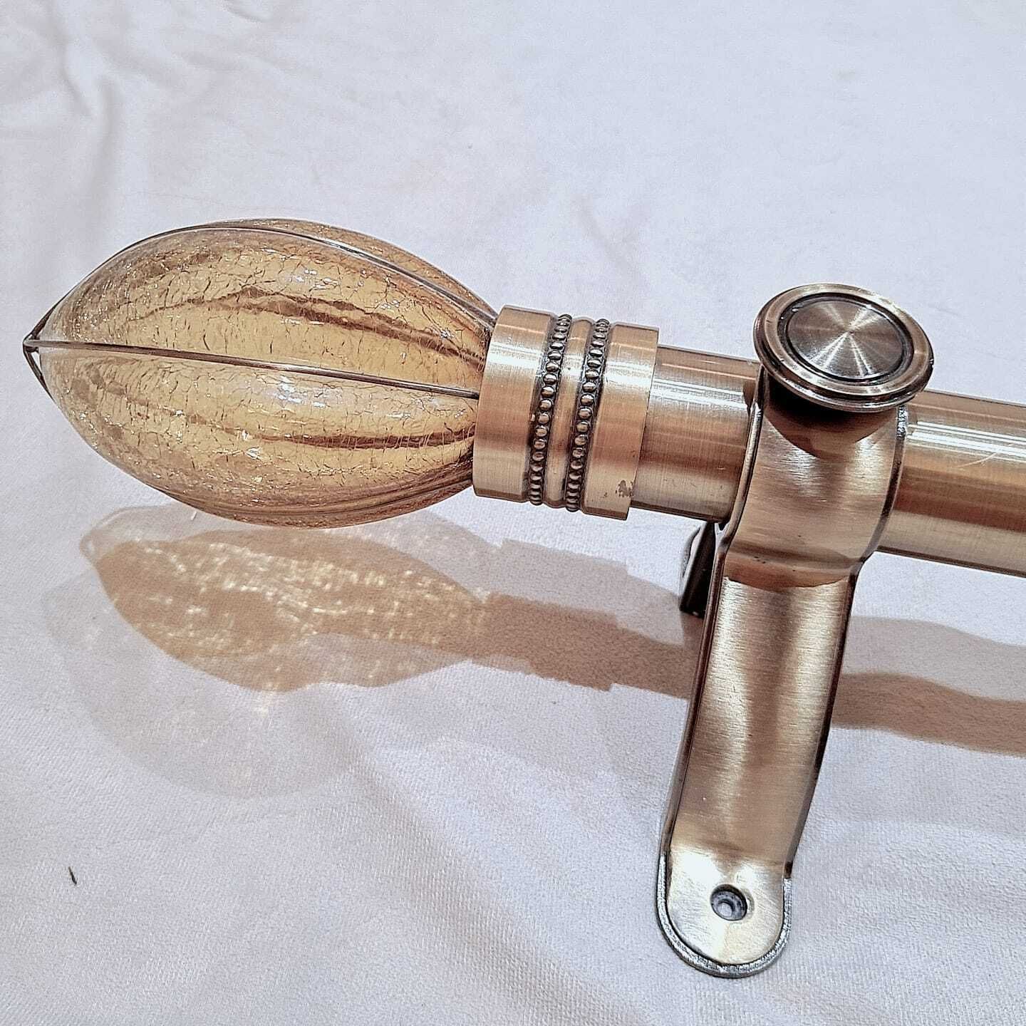 50mm Period Property Curtain Poles – Hand Blown Crackle Glass Finials With Original Matching Rings & Brackets photo furniture