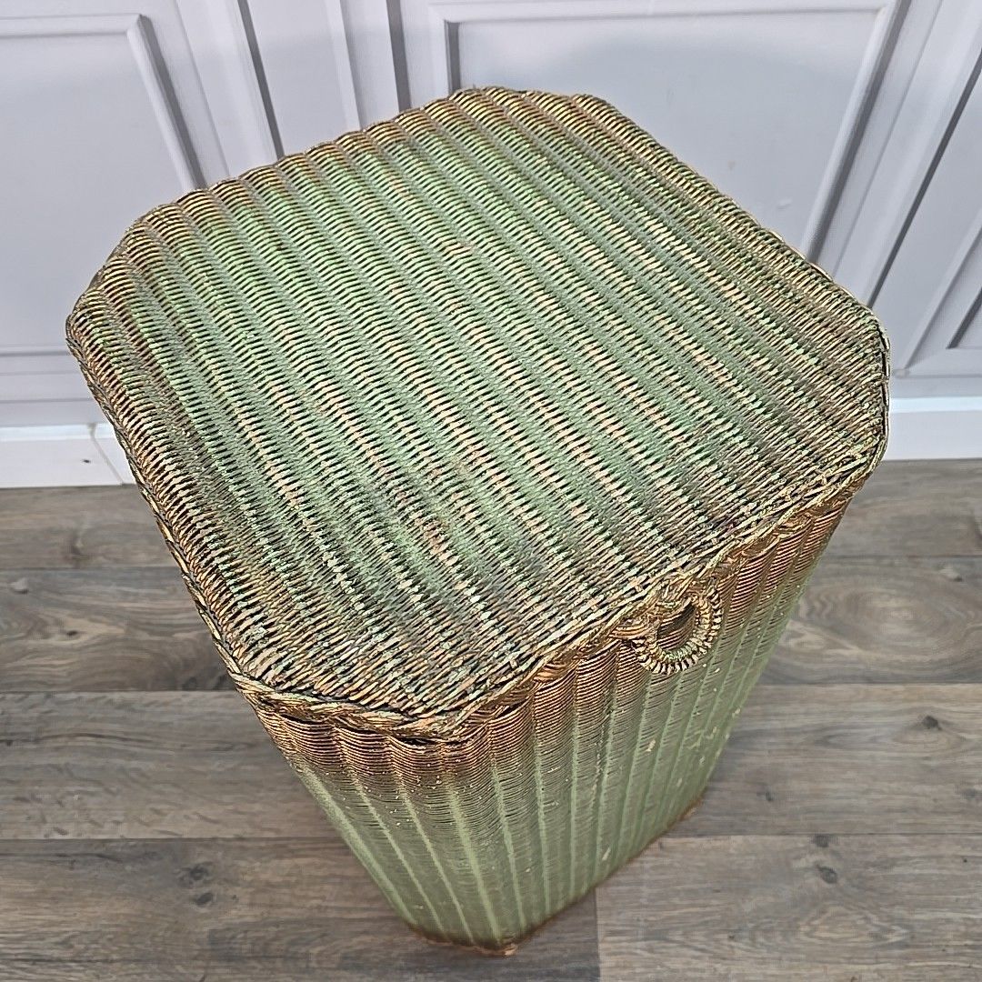Retro Vintage  Laundry Basket Lloyd Loom Lusty Linen Woven Fibre Bedroom Storage photo Home Decor