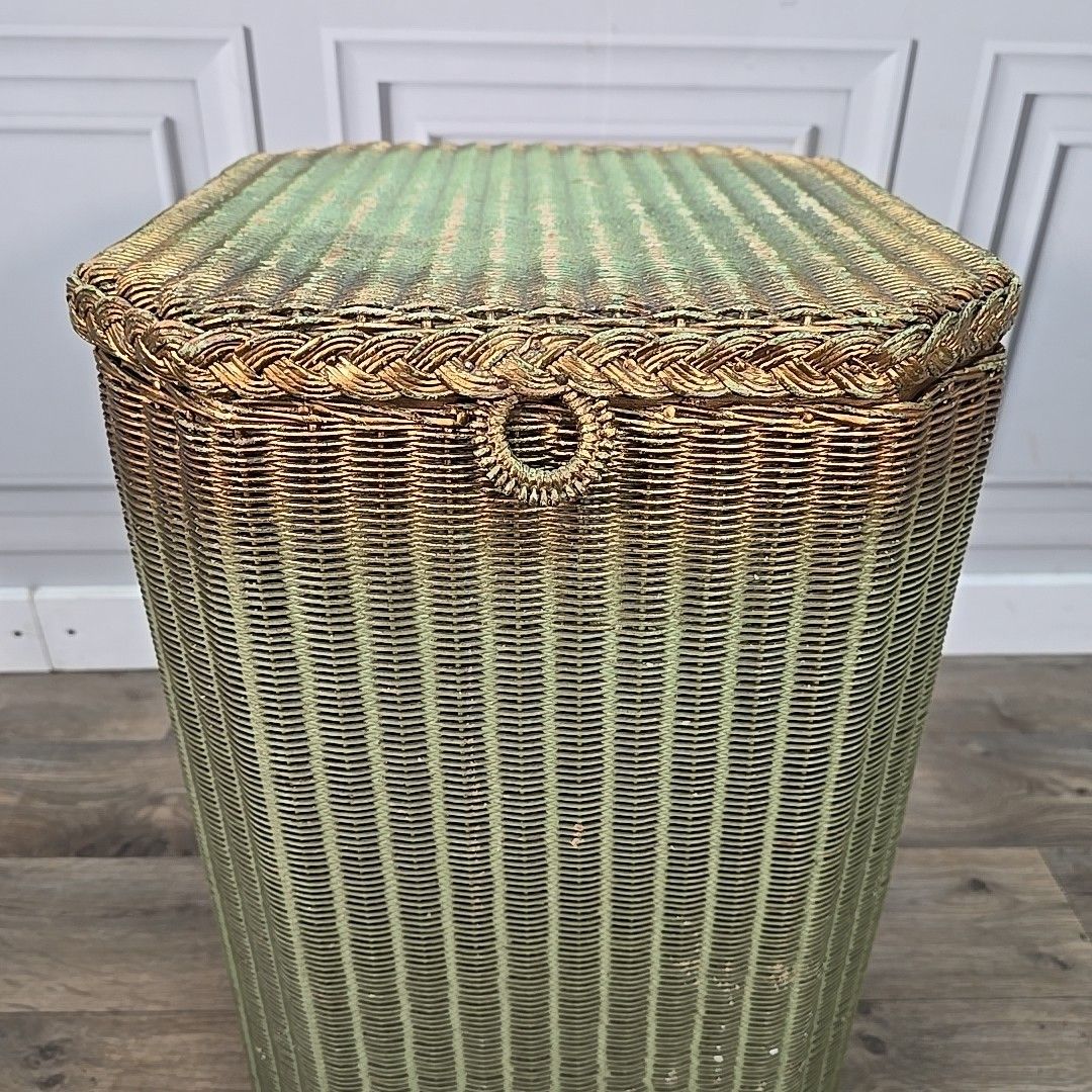 Retro Vintage  Laundry Basket Lloyd Loom Lusty Linen Woven Fibre Bedroom Storage photo vinterior