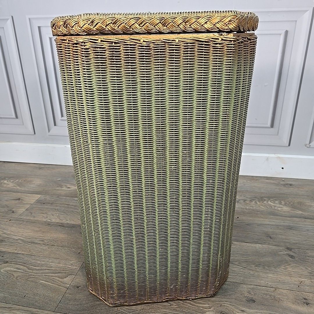 Retro Vintage  Laundry Basket Lloyd Loom Lusty Linen Woven Fibre Bedroom Storage photo vintage
