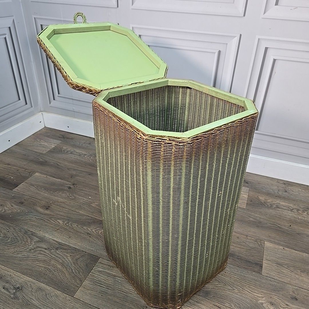 photo buy Retro Vintage  Laundry Basket Lloyd Loom Lusty Linen Woven Fibre Bedroom Storage