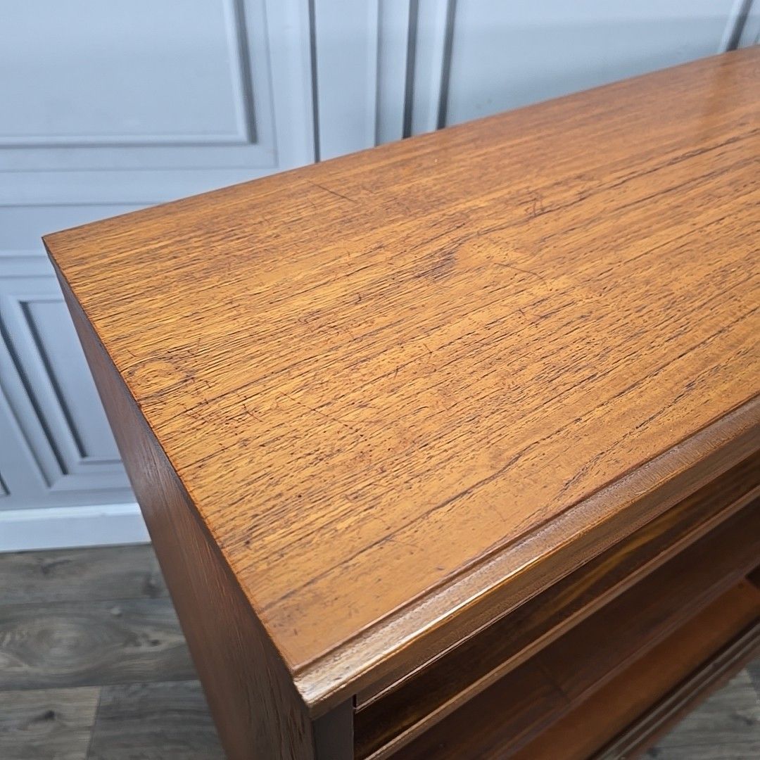 Retro Vintage Bookcase Teak Wooden Effect Book Shelf / Shelves Mid Century photo Furniture
