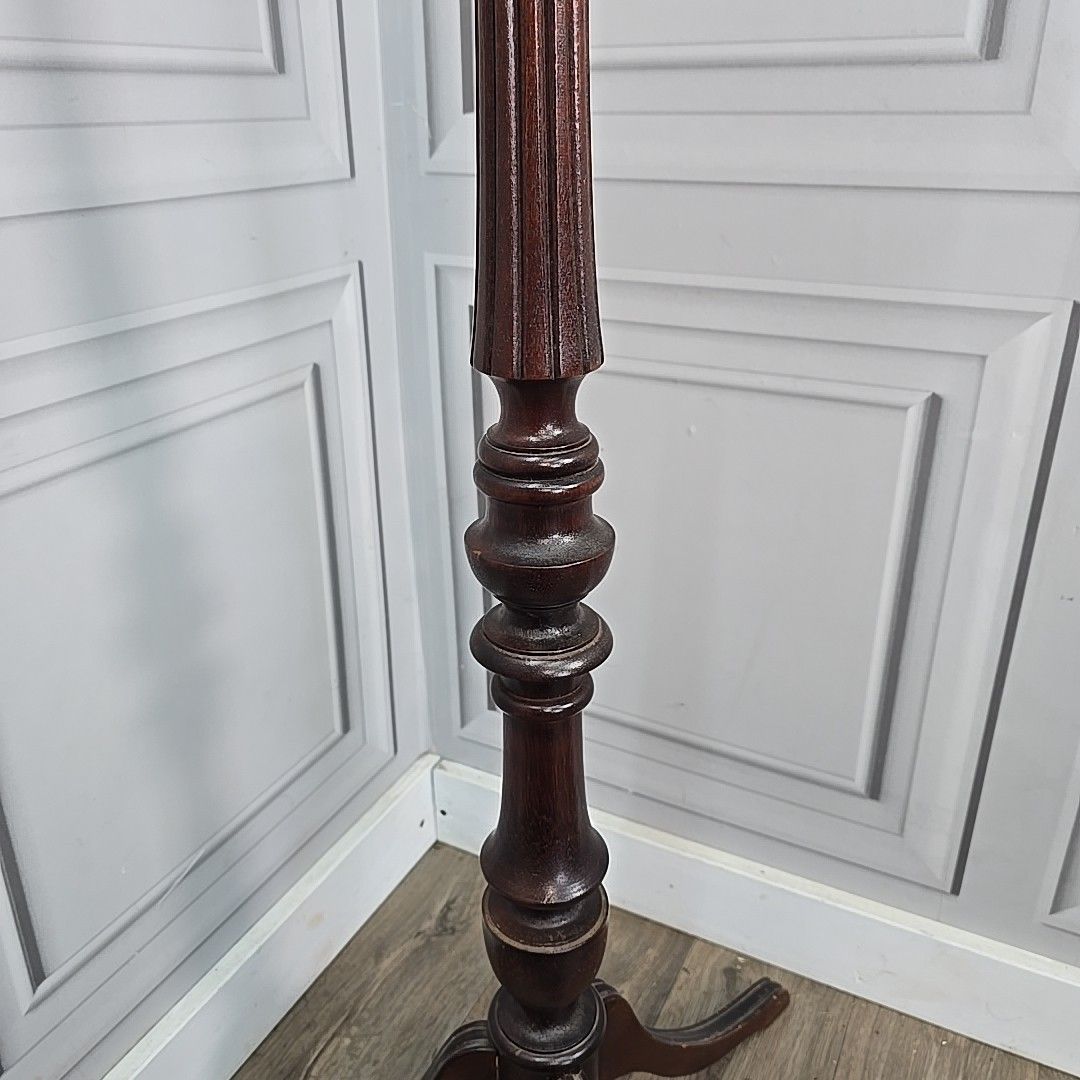 photo for sale Antique Plant Stand Table Tall Wooden Turned & Carved Torchere Solid Mahogany