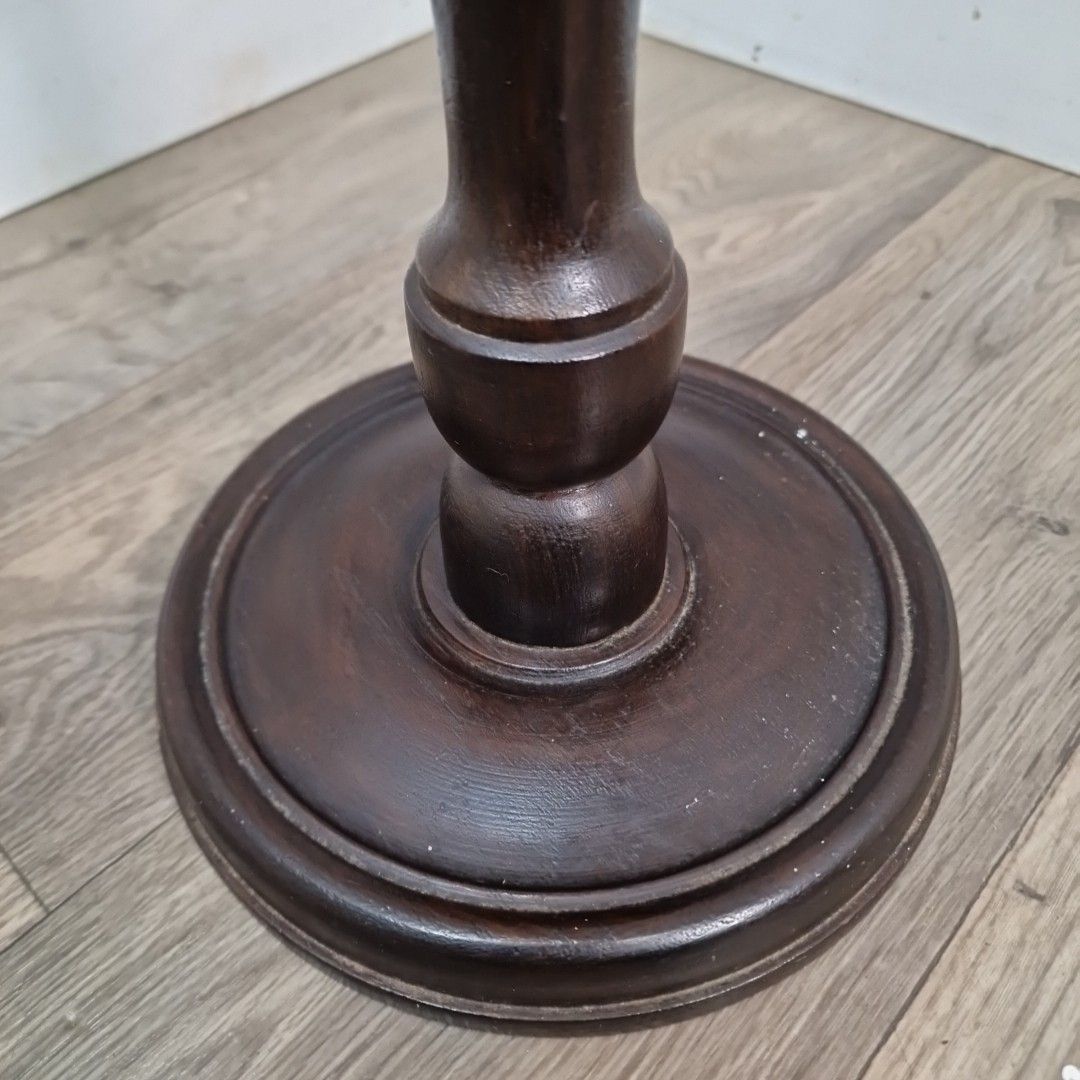 Vintage Ashtray Plant Stand Mid Century Carved Hardwood – Oriental Figural Scene photo 70.0