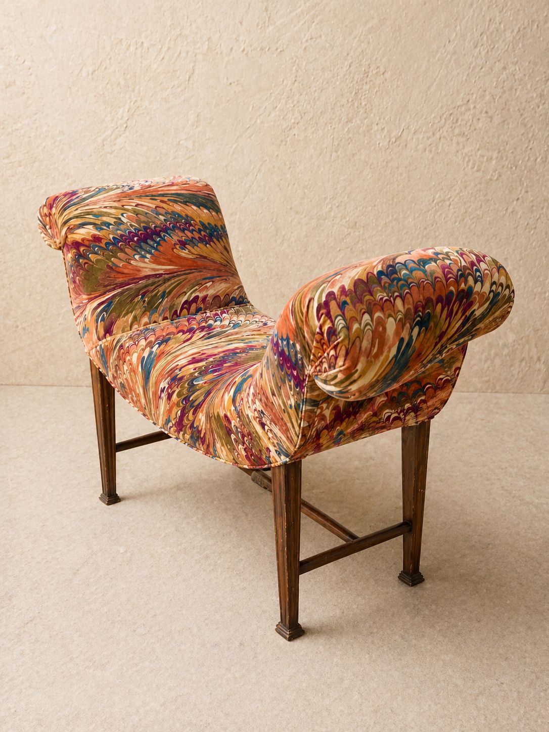 Mid Century Sculptural Bench In Lee Jofa ‘Taplow’ Velvet. photo furniture