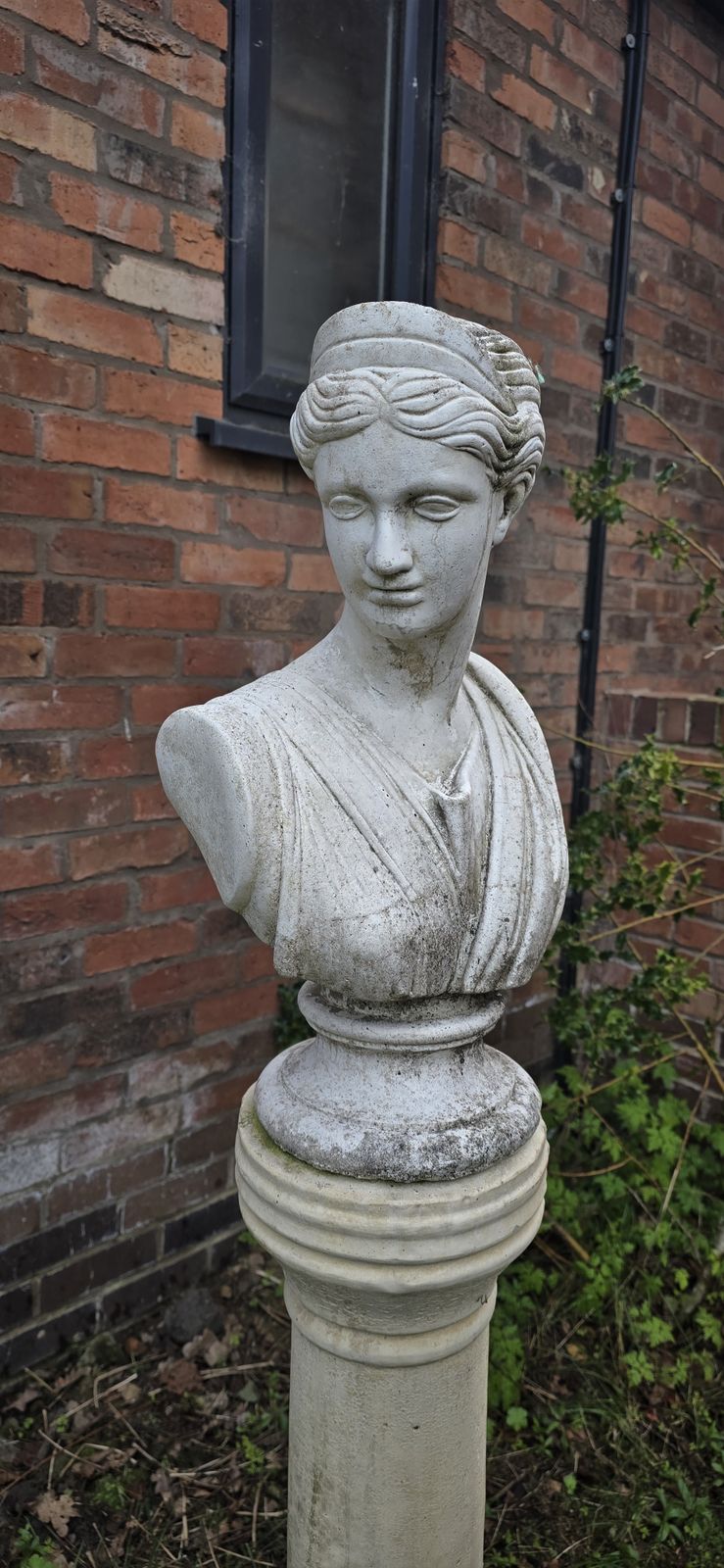 Stone Bust Of Athena On Plinth photo for sale