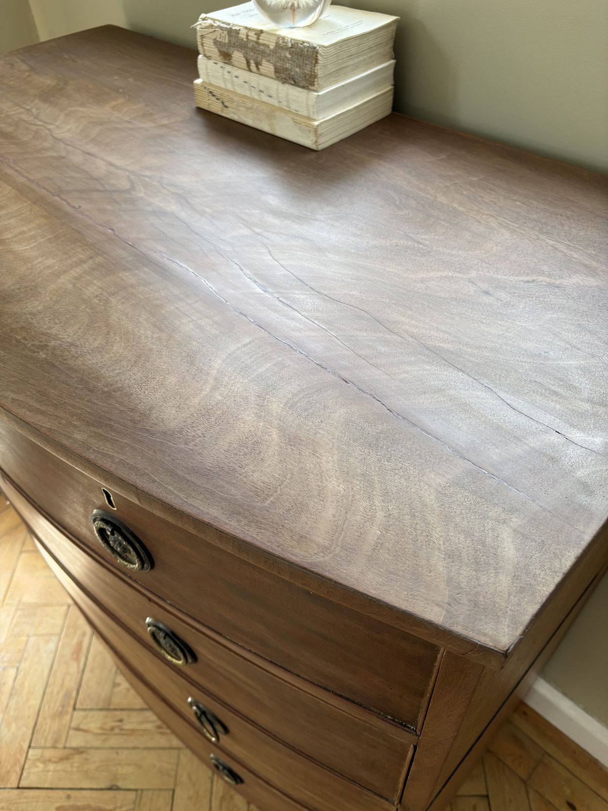 Antique Mahogany Bow Fronted Chest Of Drawers ( Separated Into Two Parts ) photo buy