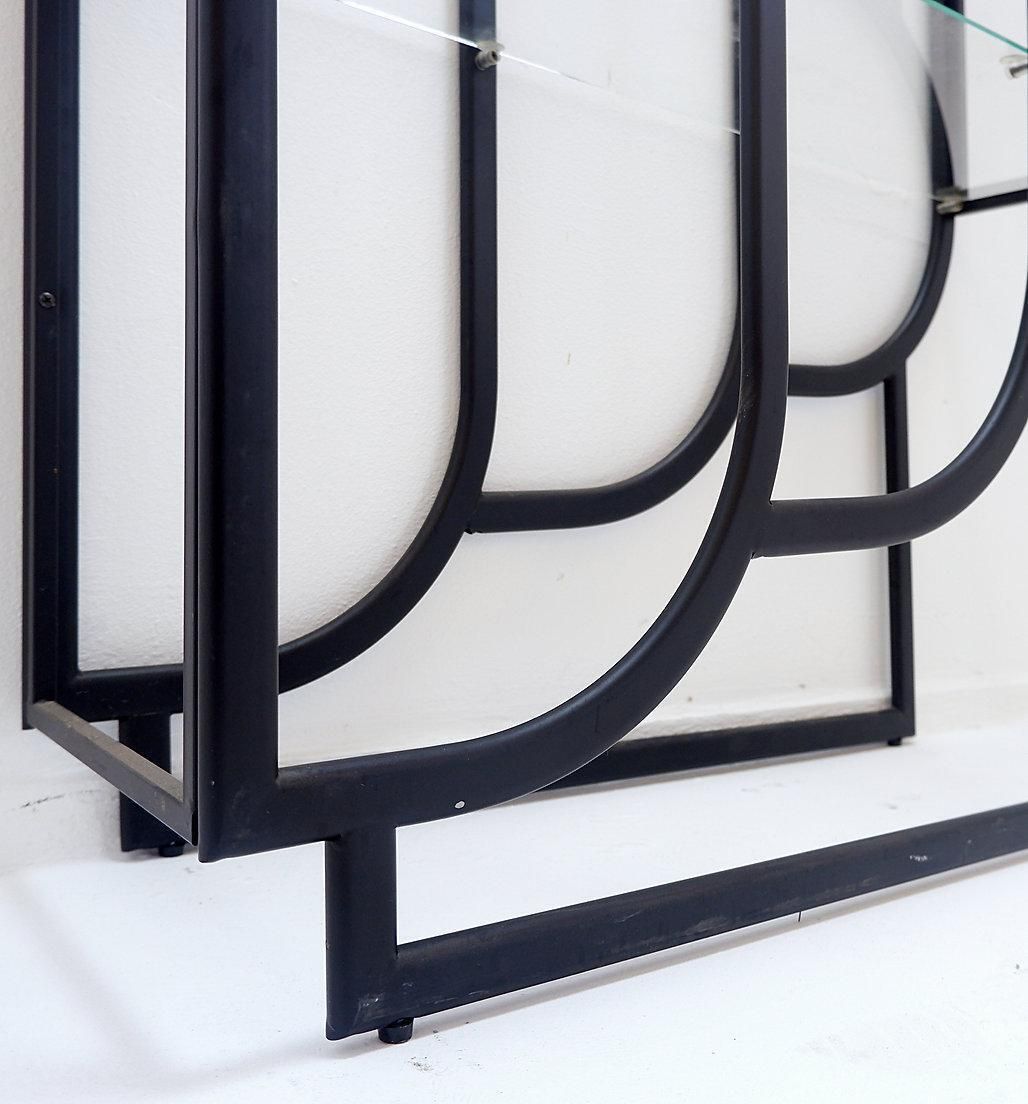 photo for sale Modern Black Bookcase By Clautra, Metal & Glass, 183cm Tall