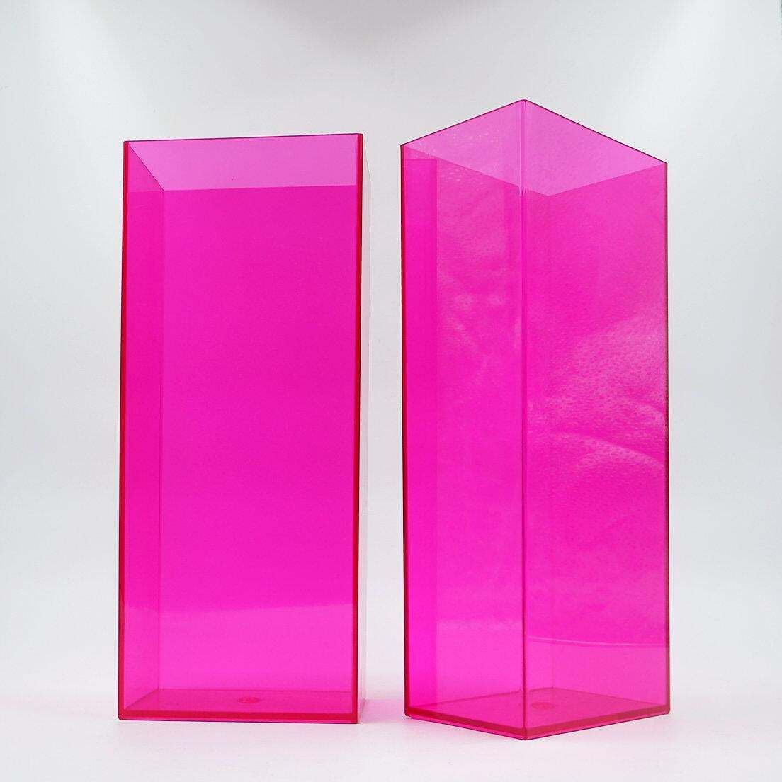 Modern Large Pink Acrylic Vases, Pair For 21st Century Home Decor photo Home Decor