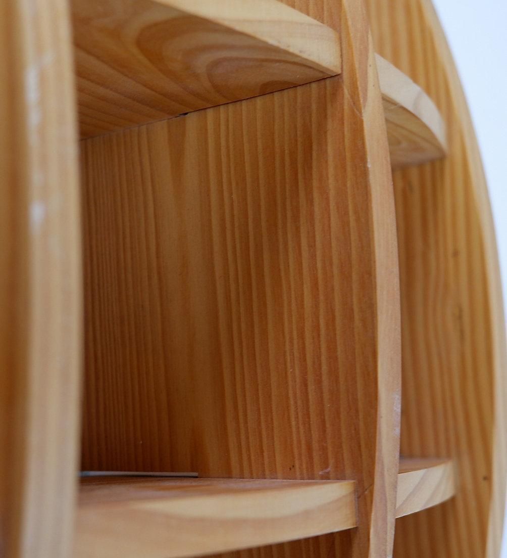 Mid Century Modern Small Round Pine Wall Shelf By Manfredo Massironi photo vinterior
