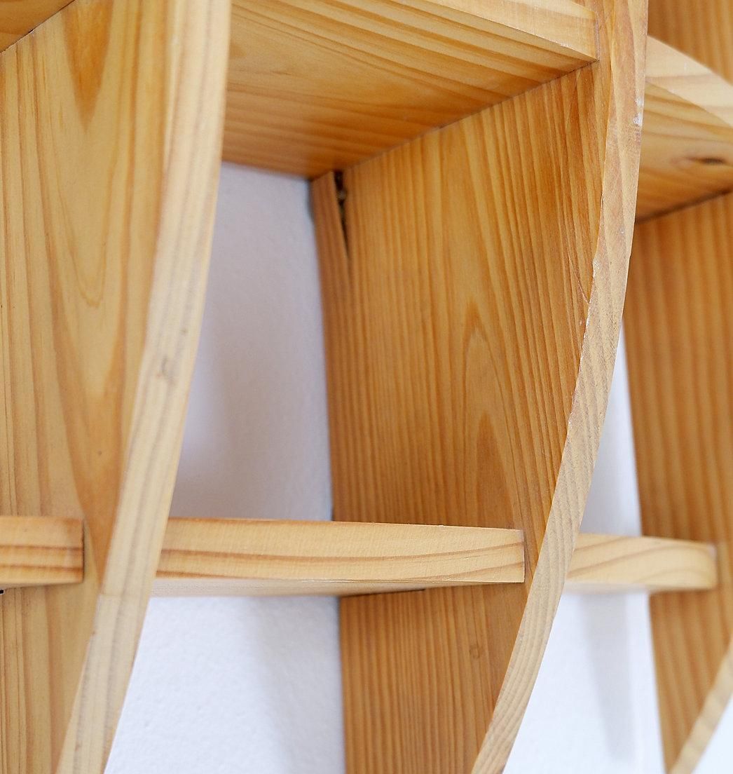Mid Century Modern Small Round Pine Wall Shelf By Manfredo Massironi photo vintage