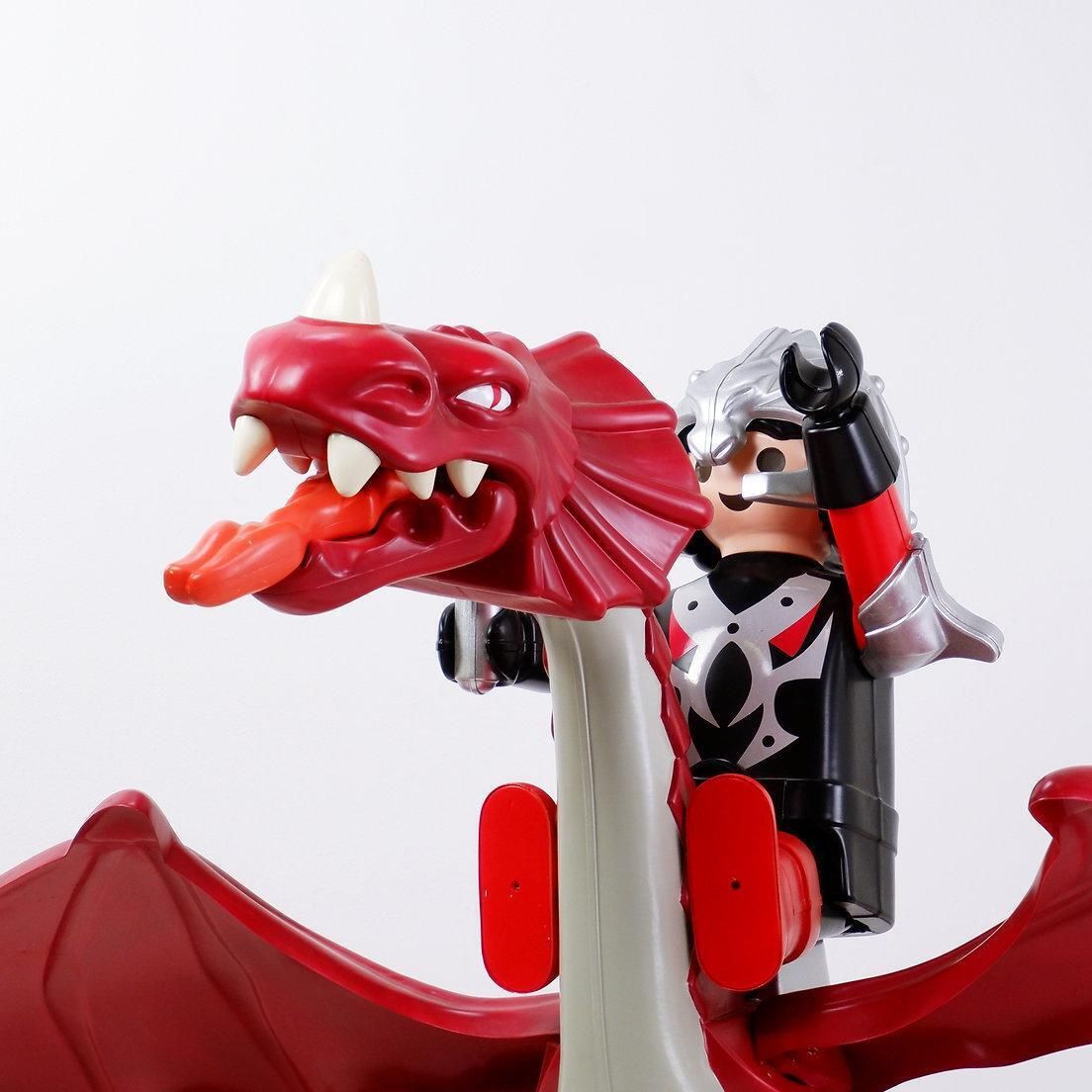 Xl Large Original Red Dragon And Playmobil Knight   Wingspan 220cm photo buy