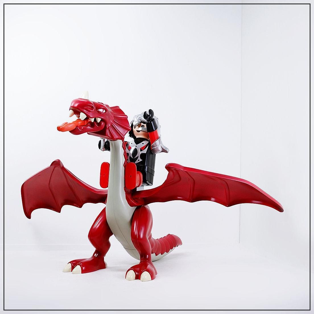 2730.0 Xl Large Original Red Dragon And Playmobil Knight   Wingspan 220cm photo