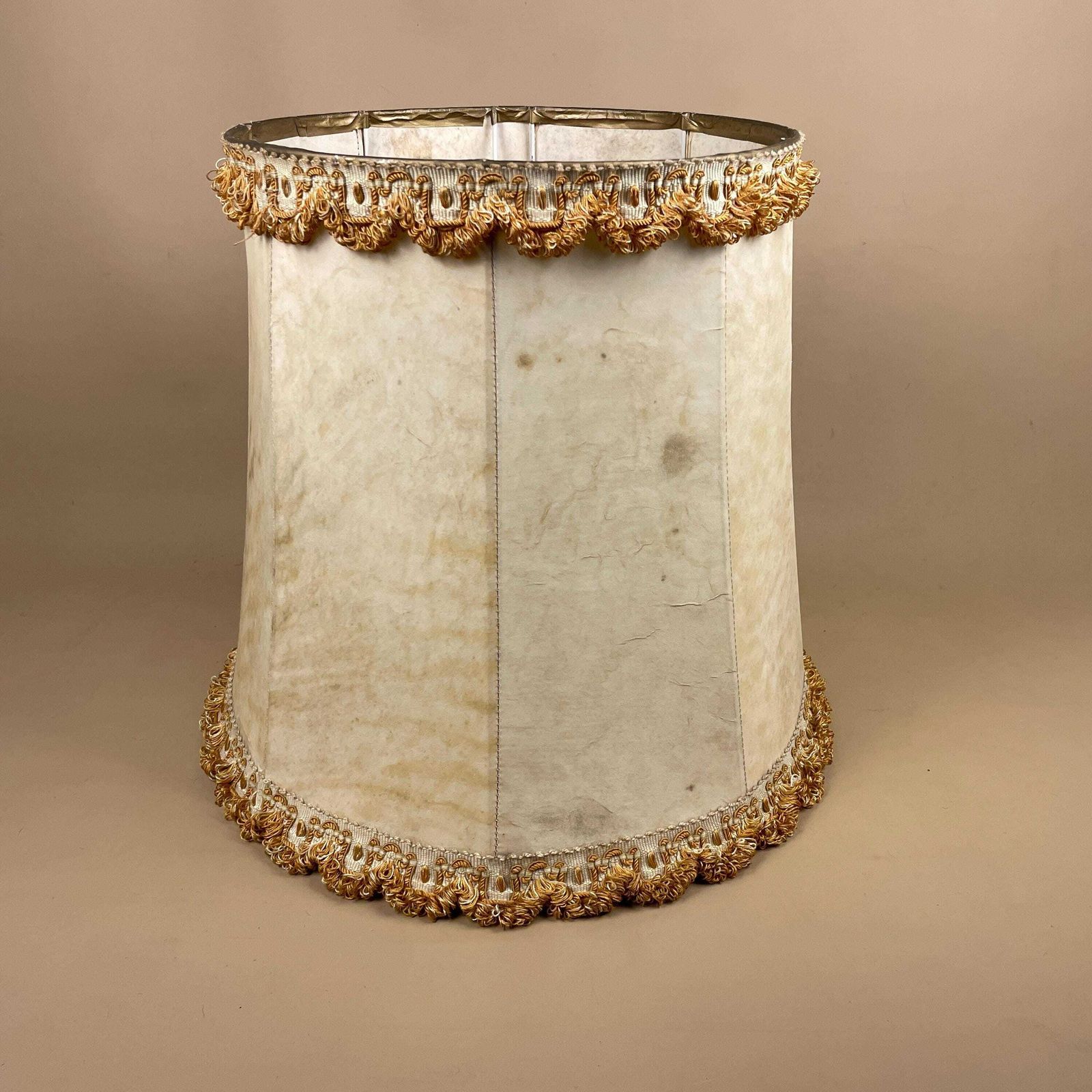 Vintage Empire Lampshade Parchment Fringe Trim Cream Traditional Light Classic Downton Abbey Style Neutral photo vinterior