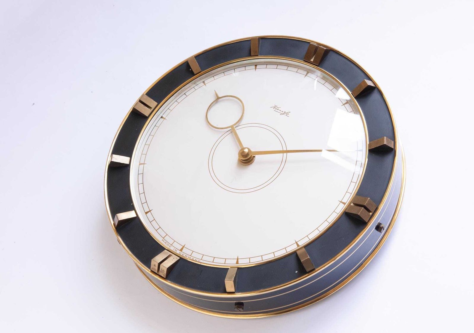 Art Deco Kienzle Heinrich Möller Wall Clock Bauhaus Mid Century Kitchen Modernism 1940s Mcm Brass photo for sale