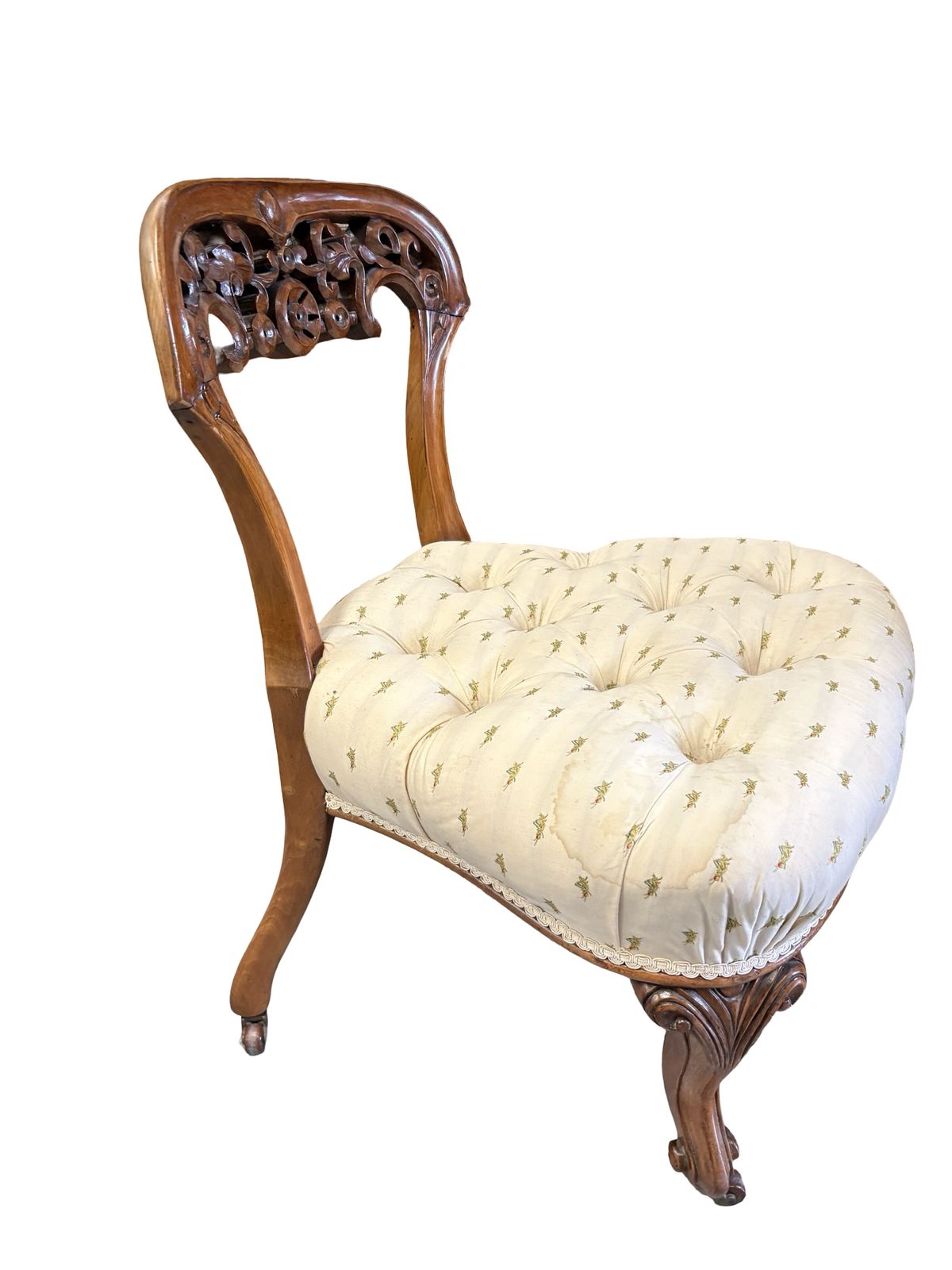Beautiful Carved Upholstered Walnut Victorian Ladies Bedroom Chair photo Furniture