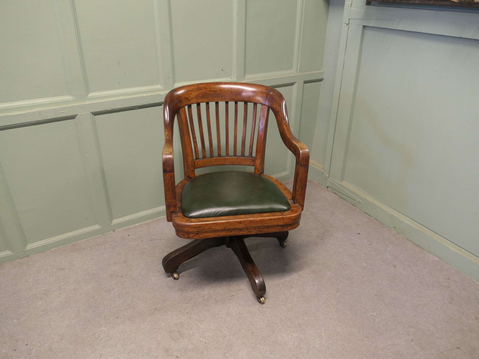 A Good Heavy Quality Art Deco Oak Desk Chair photo furniture