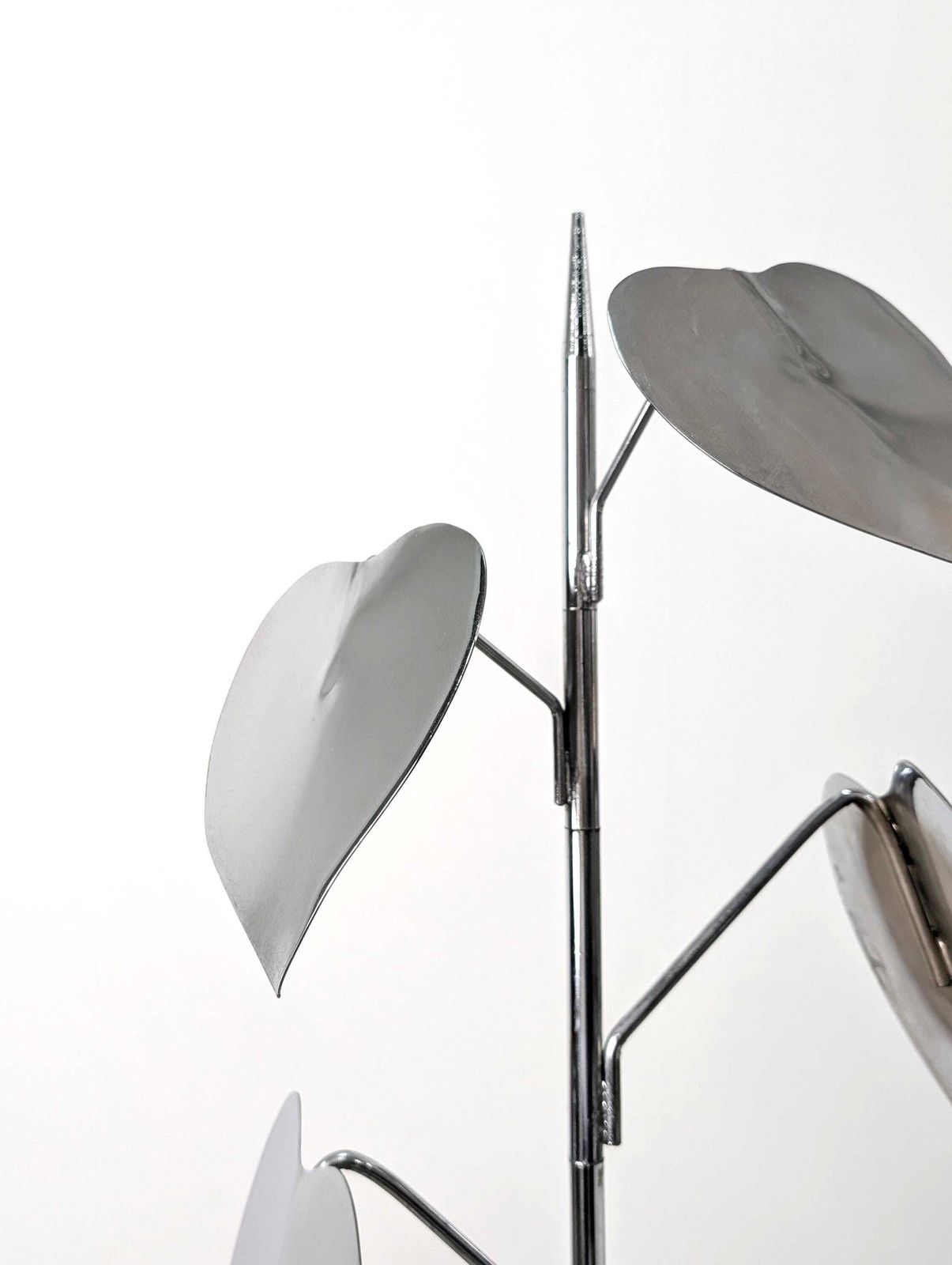 photo furniture Standing Sculpture With Chrome Leaves And Circular Base, 1970s