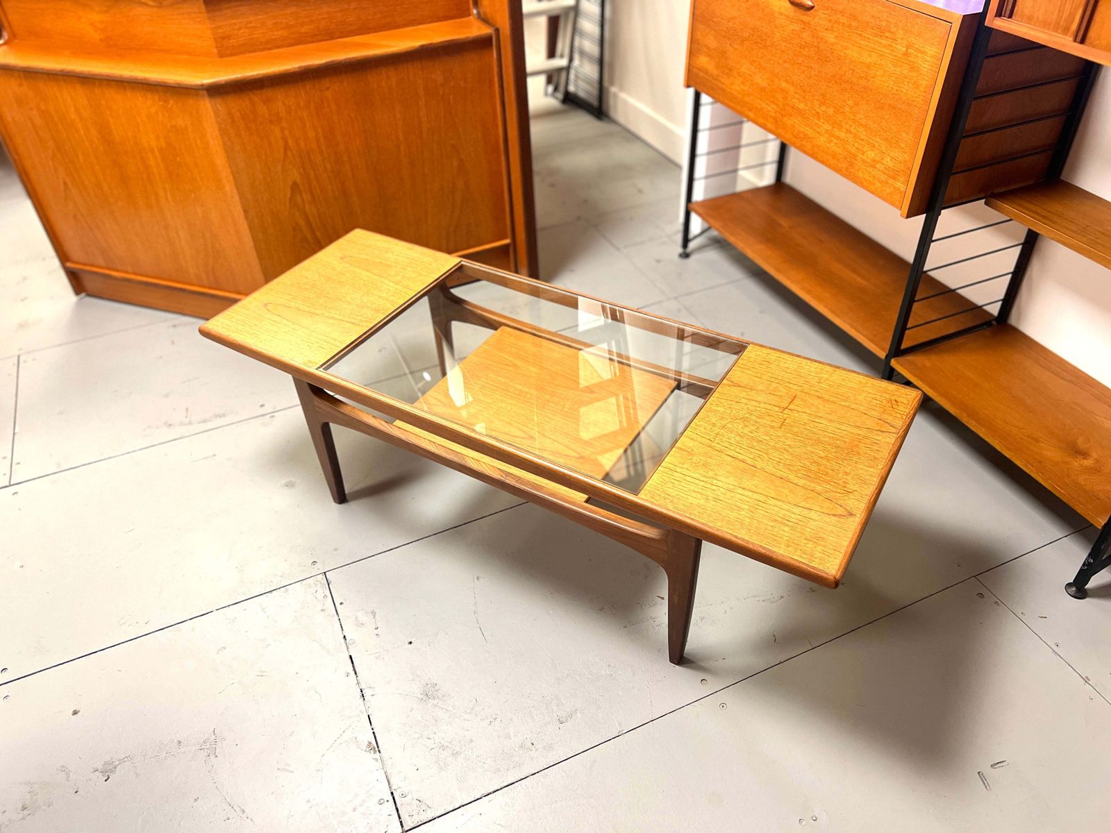 G Plan Teak Coffee Table With Glass Insert, Rectangular photo furniture
