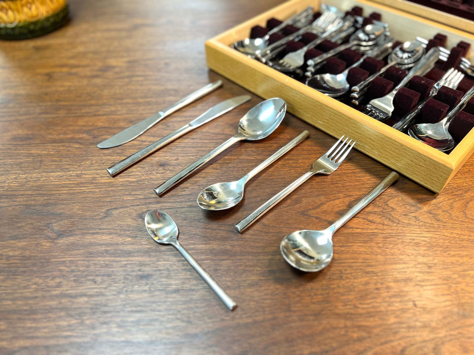 Arthur Price Cutlery Set, 60 Piece, Stainless Steel In Wooden Box photo furniture