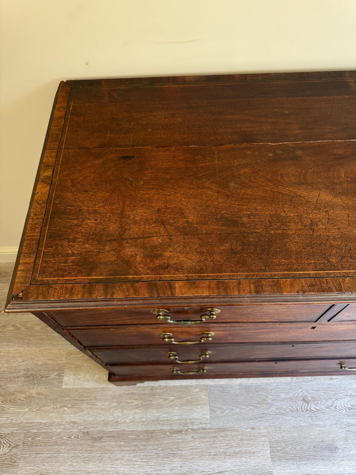 650.0 Antique Georgian Solid Wood Extra Large Chest Of Drawers Mahogany Oak photo