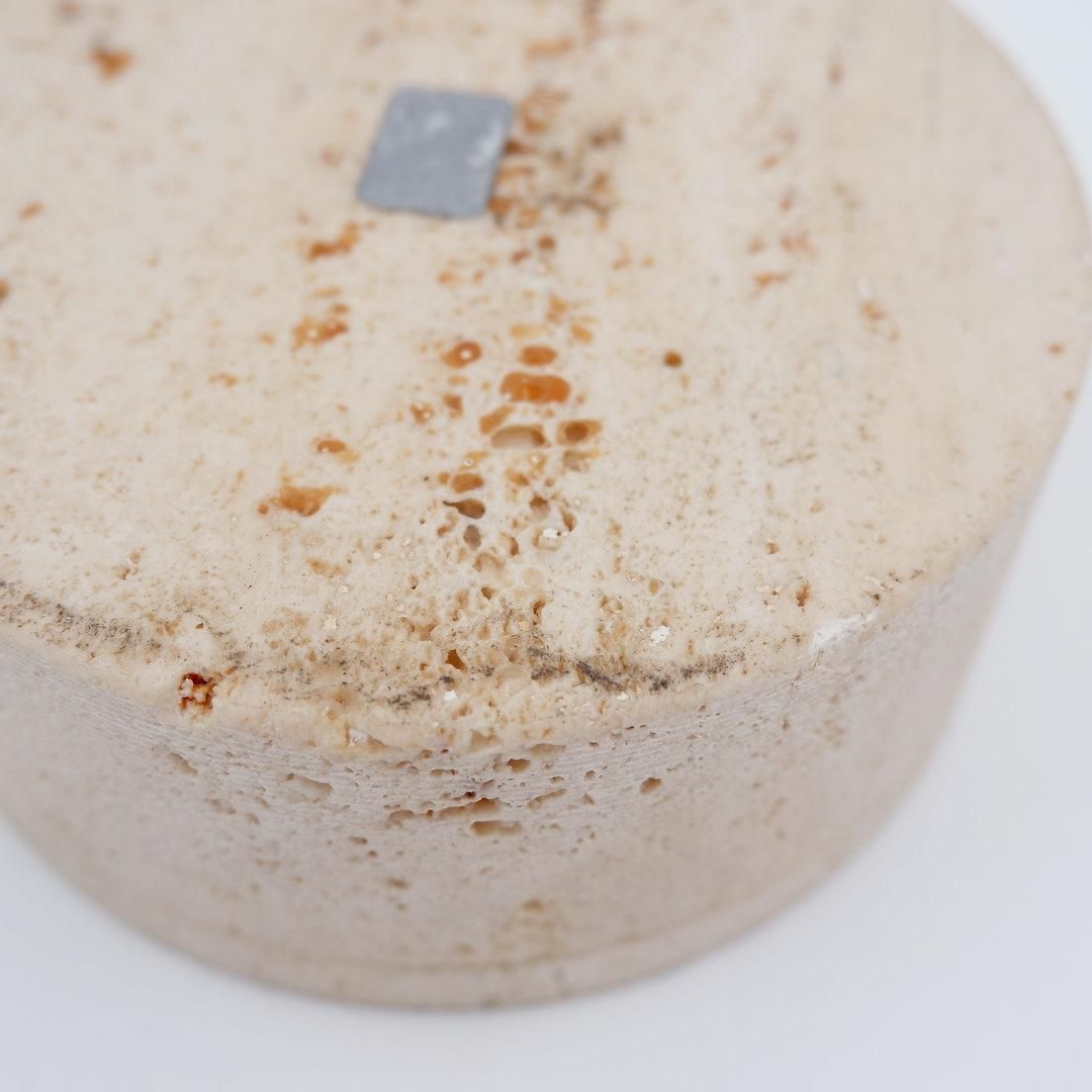 photo for sale Midcentury Decorative Box In Travertine Enzo Mari Style, Italy 1970s