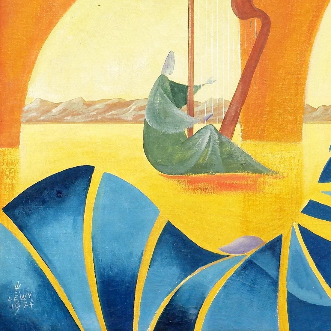 Walter Lewy 1905 1995 Surrealist Scene   Signed And Dated 1974. photo furniture