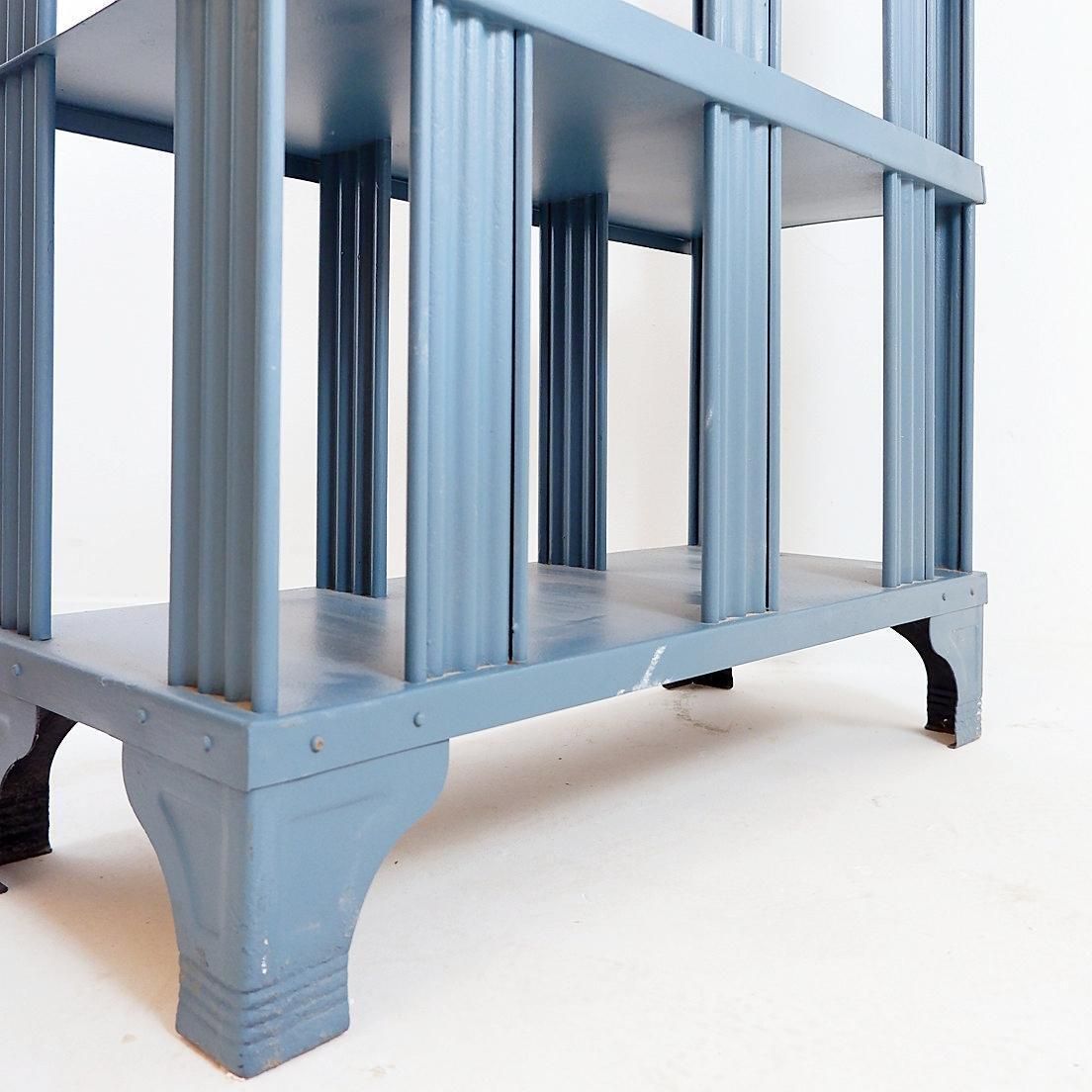 photo vinterior 1920s Industrial Metal Shelving Unit By Strafor, Painted Finish