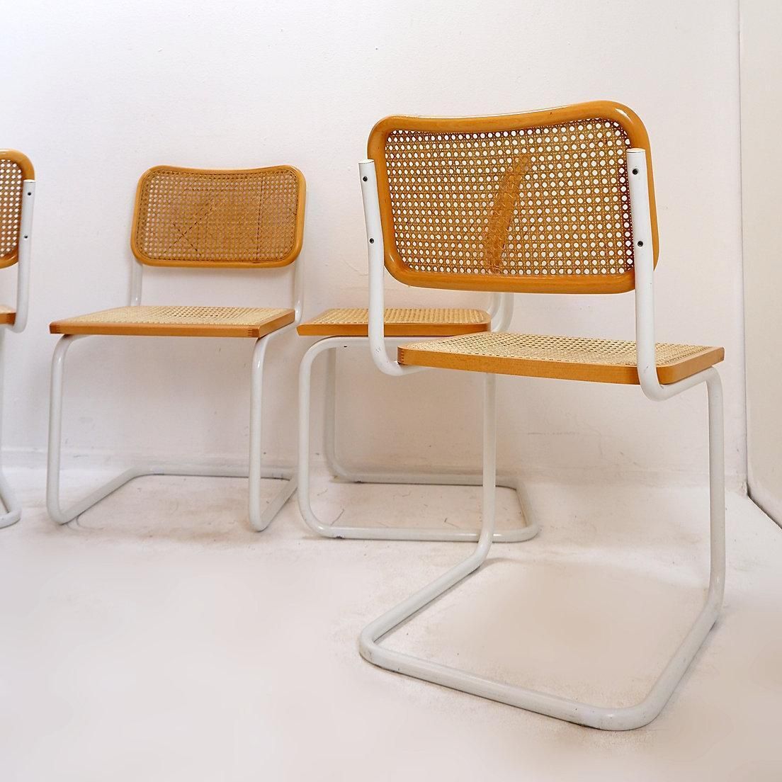 photo buy Mid Century Modern Set Of 4 Italian Cane Chairs In The Style Of Marcel Breuer