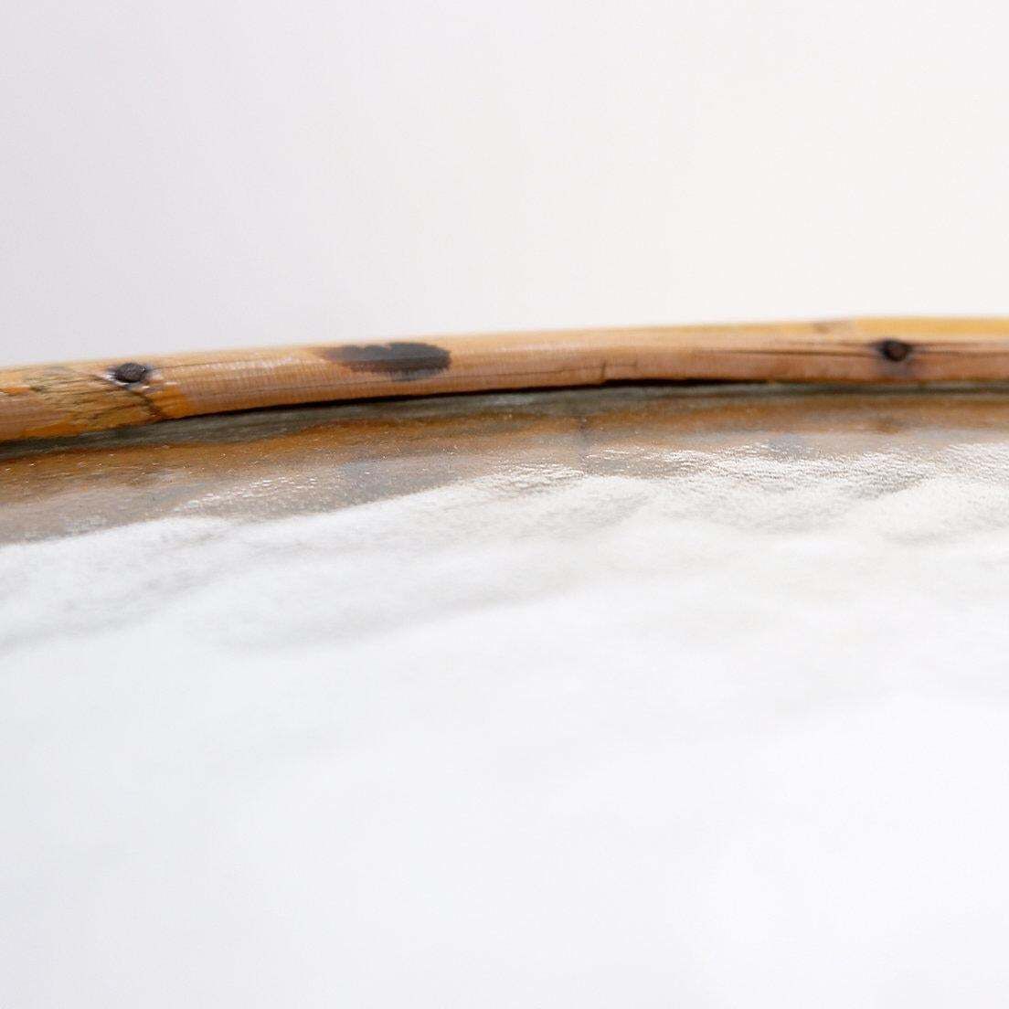photo vintage Mid Century Side Table In Bamboo, Metal And Glass  The Netherlands 1960s