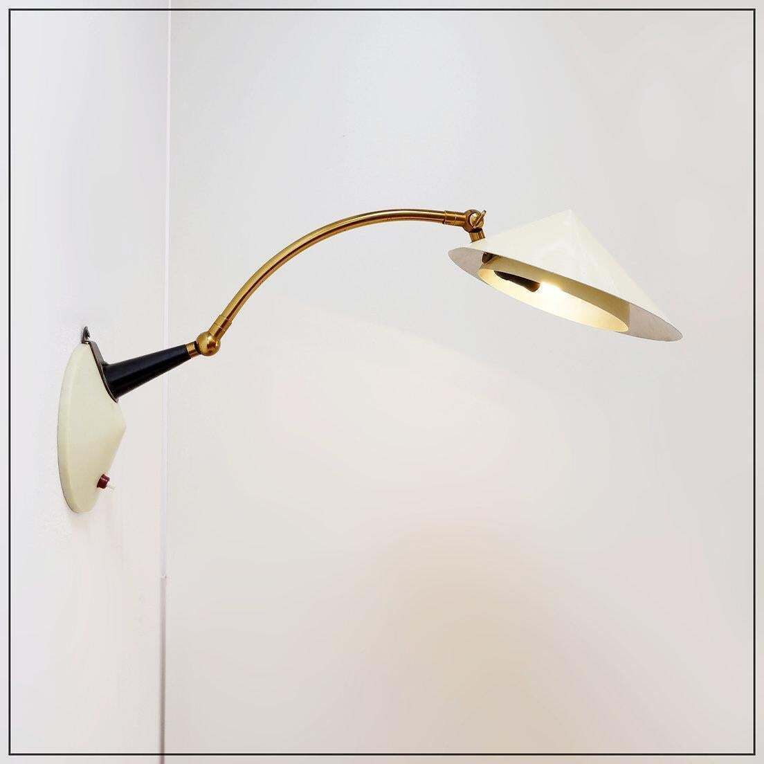 Stilux Milano Desk Or Wall Lamp In Creamy White Lacquer With Brass Details photo furniture