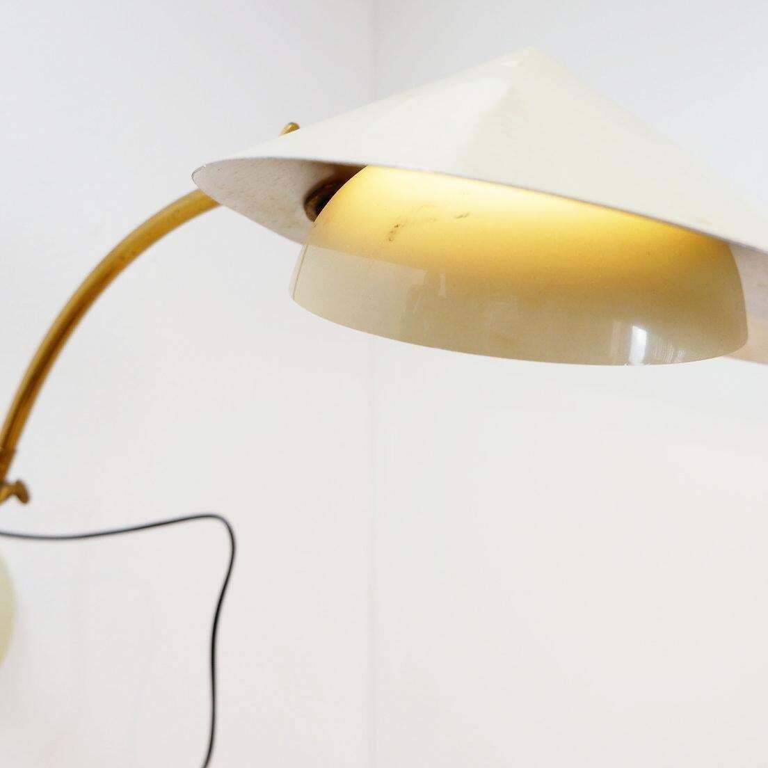 photo for sale Stilux Milano Desk Or Wall Lamp In Creamy White Lacquer With Brass Details