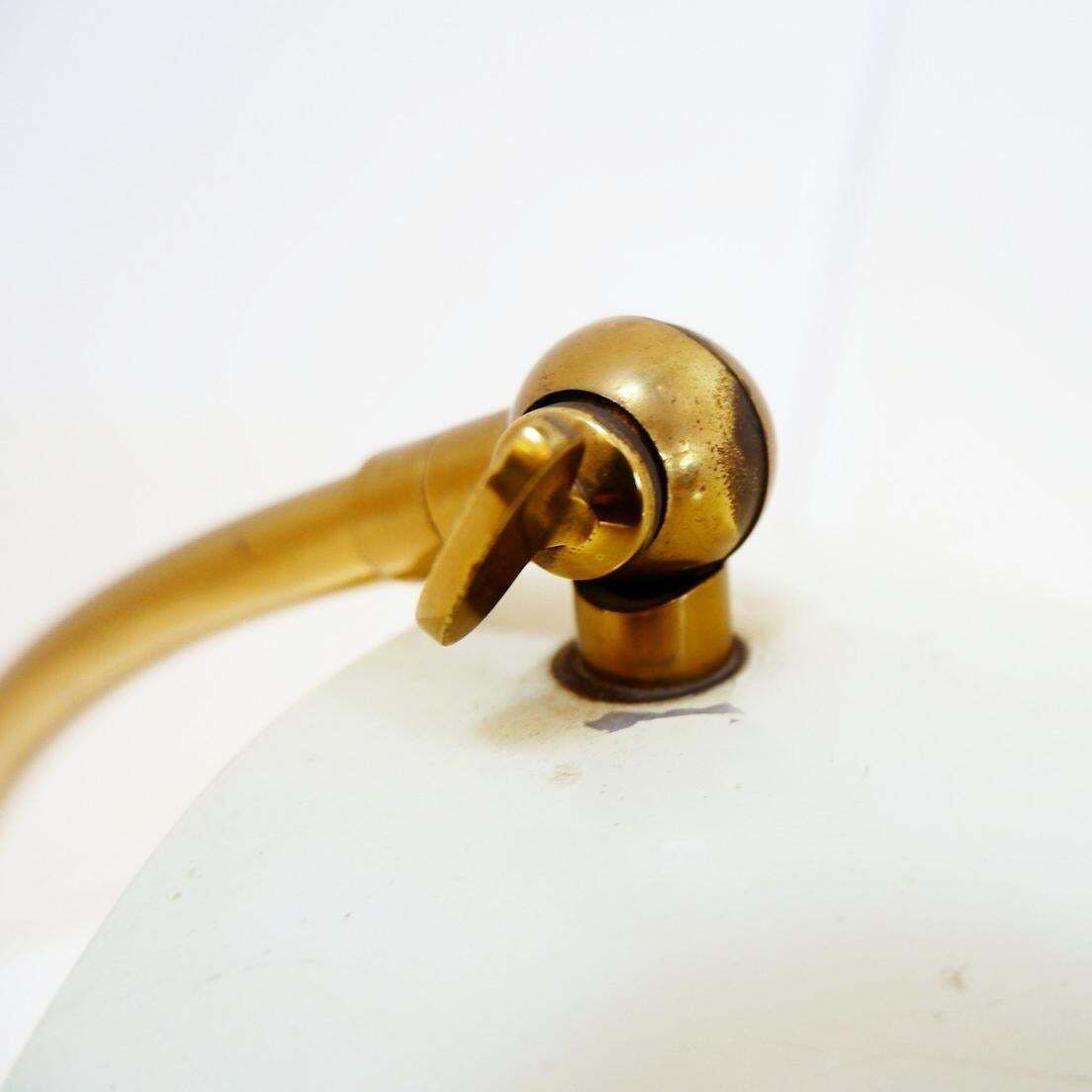 photo vintage Stilux Milano Desk Or Wall Lamp In Creamy White Lacquer With Brass Details