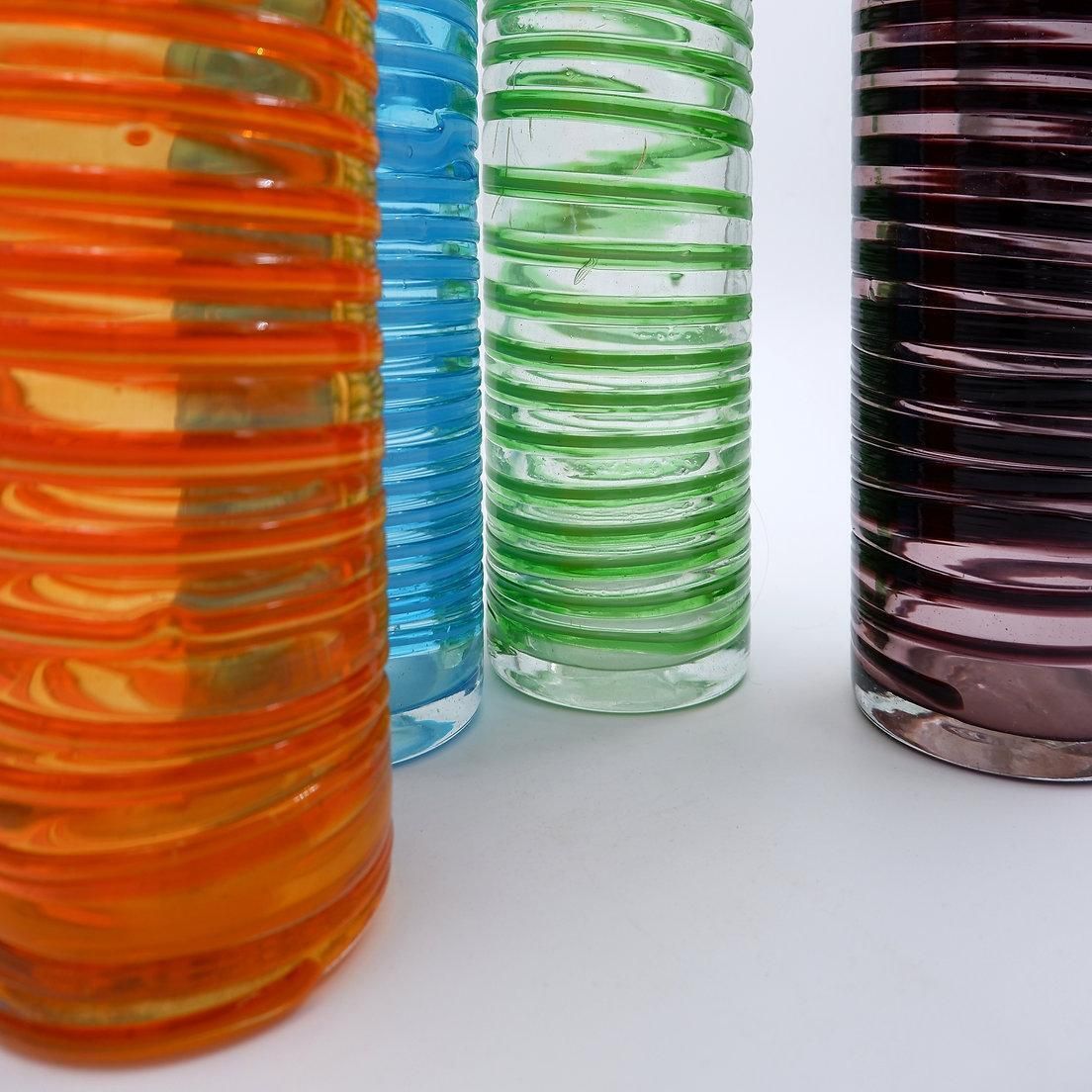 Home Decor Set Of Four Mid Century Modern Murano Glass Spiral Vases, Italy photo