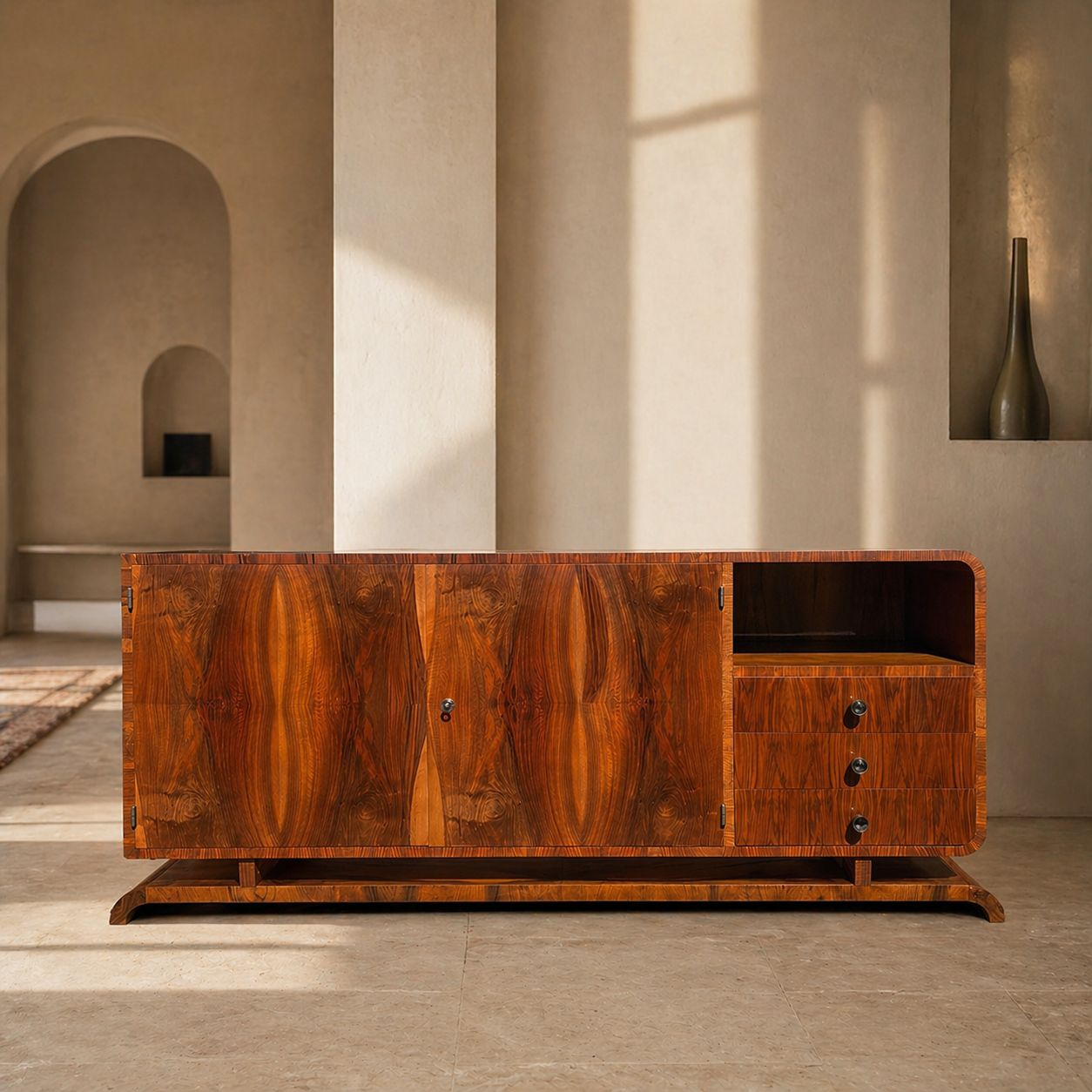 Art Deco Walnoten Dressoir / Kast, Jaren 1930–1940, Midden Europa